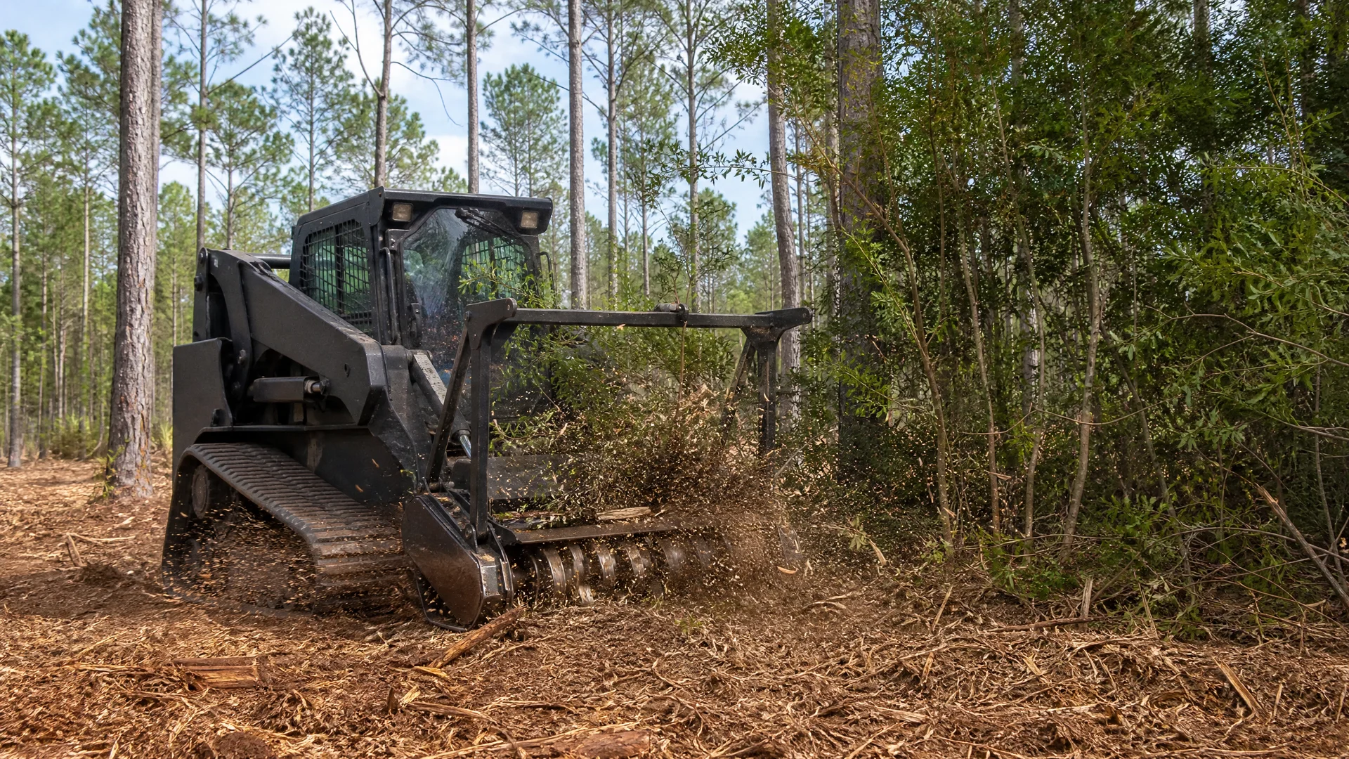 Forestry mulching equipment on an East Texas property